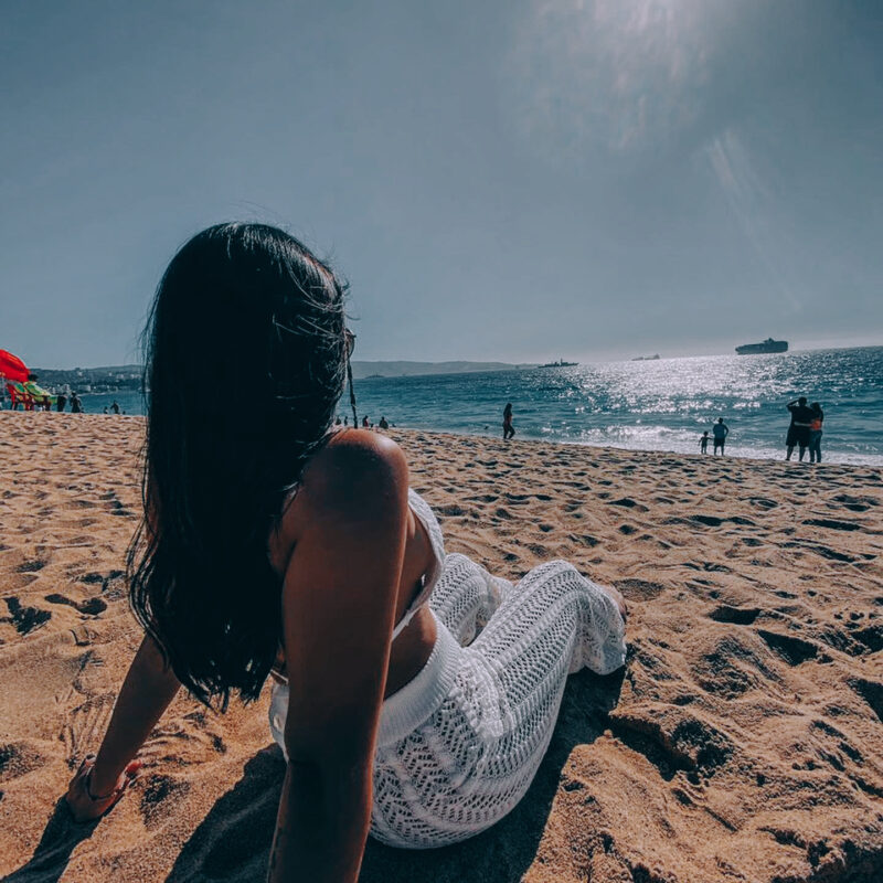 Conjunto top y pantalón de hilo blanco