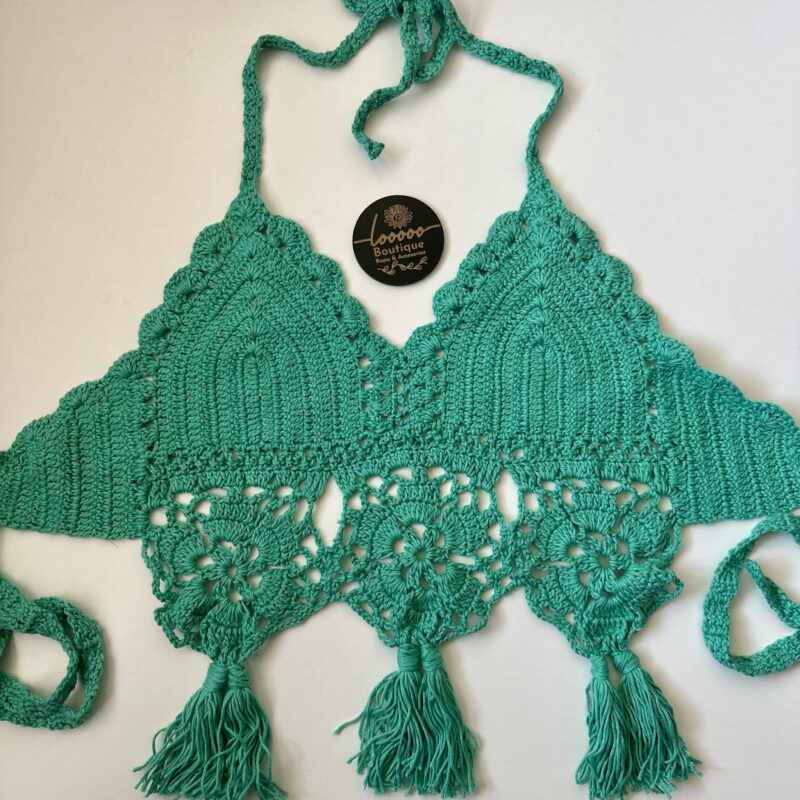 Top crop mandala con flequillo